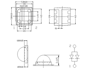 ネイルランプ用UV <span class=keywords><strong>LED</strong></span>ダブルチップUVA SMD 5050 5054 365nm + 395nm/405nm