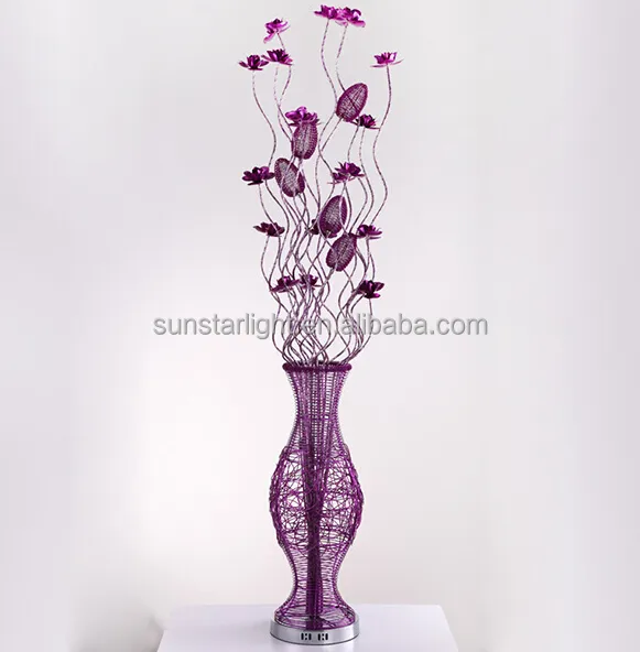 Lámpara de pie de aluminio, iluminación decorativa artística, florero