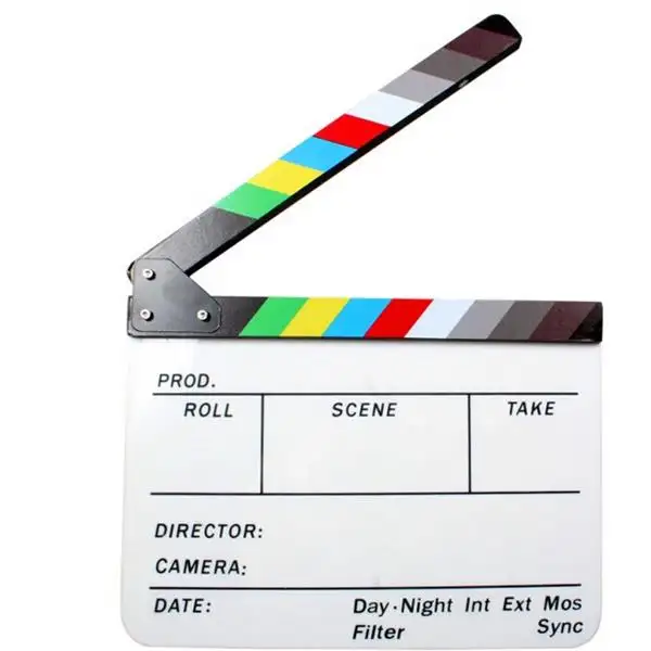 Acrylic Đầy Màu Sắc Clapperboard TV Movie Film Slate Cut Vai Trò Chơi Prop Hollywood