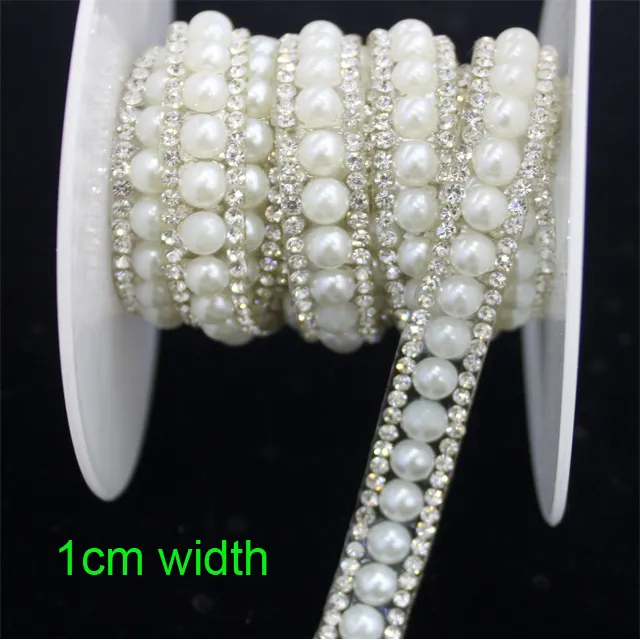 Tr007 All'ingrosso della perla perline trasferimento assetto di cristallo catena della tazza del rhinestone banding trim per scarpe e abbigliamento ecc