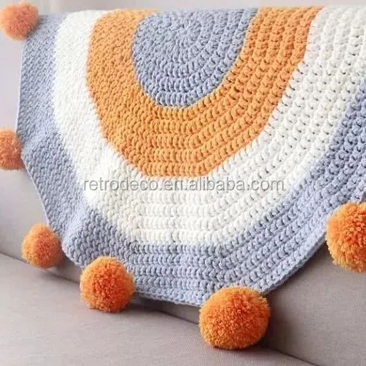 RT17091-alfombra y alfombra de ganchillo a mano, hilo grueso, 100%
