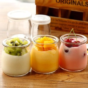 Toptan plastik kapak gıda konteyner boş cam kavanoz yuvarlak küçük puding cam şişe - Product Image 4
