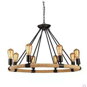 Vintage Industrial <strong>Loft</strong> Hemp Rope Pendant <strong>Lamp</strong> - Product Image 1