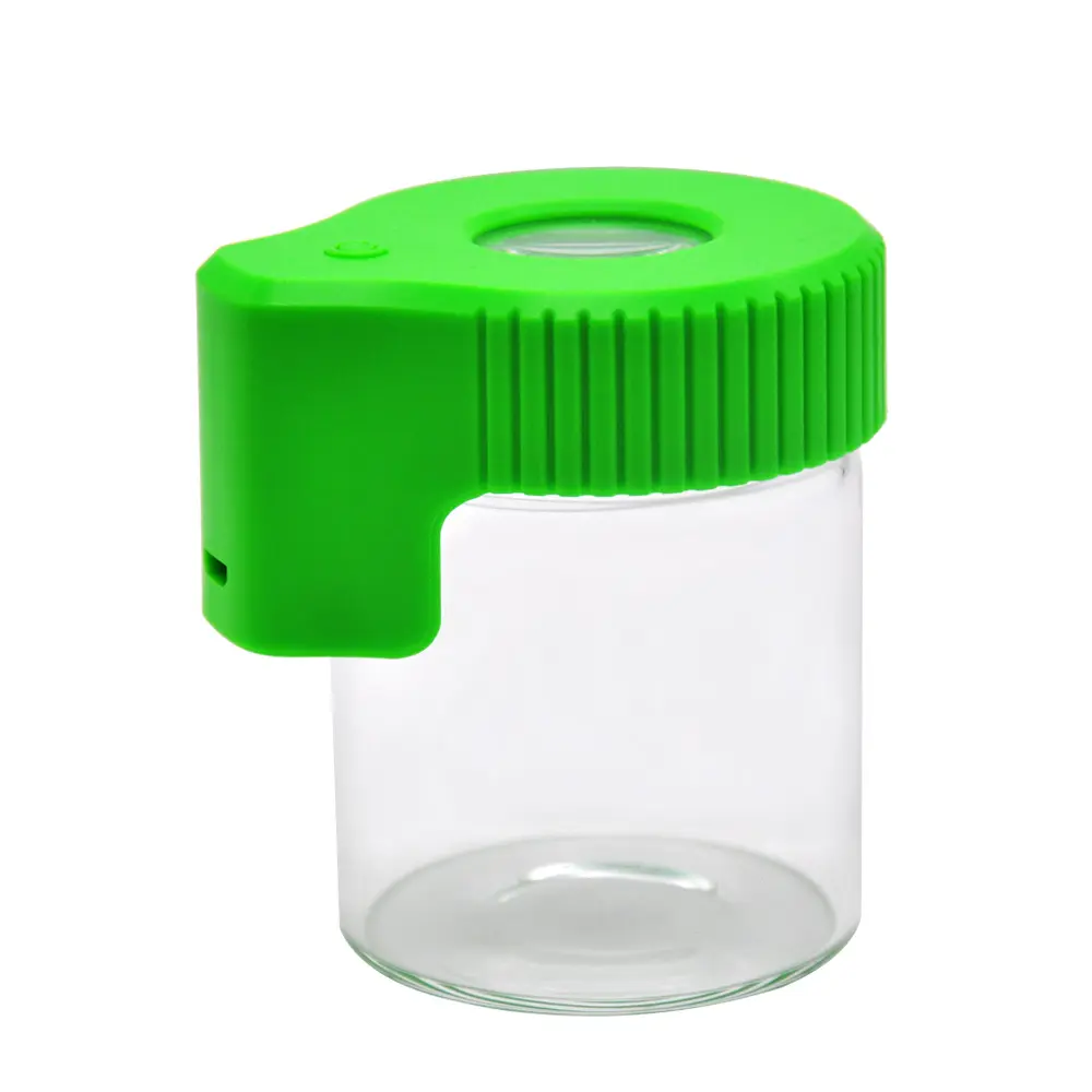 Air Tight Glass Storage Magnifying Stash Jar Herb Container With Led Light And USB Charger Mag Jar