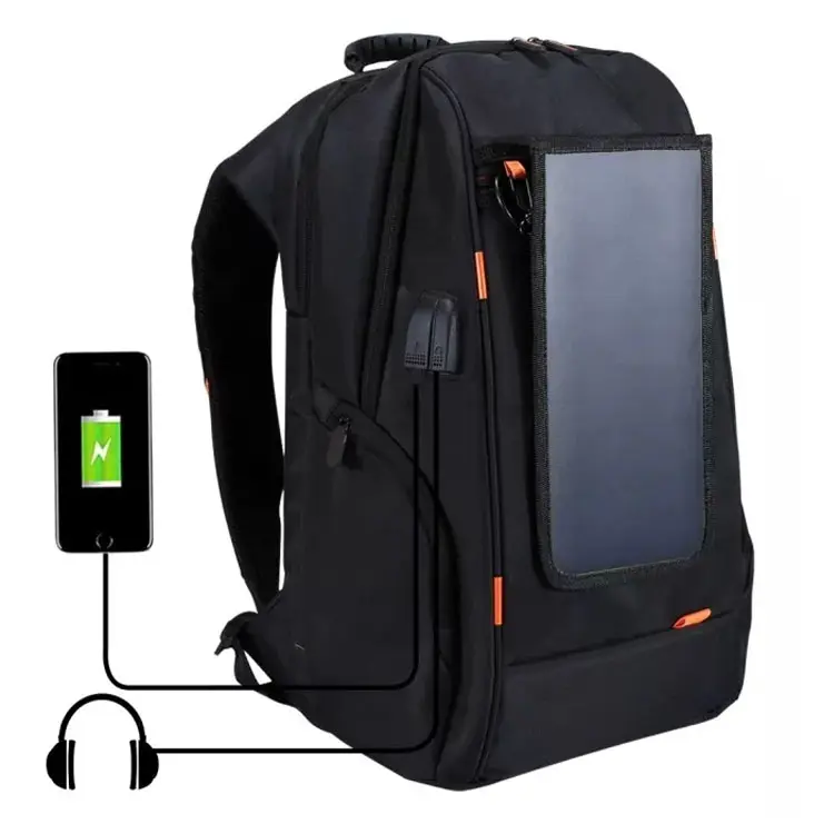 กระเป๋าเป้สะพายหลังแผงโซลาร์เซลล์รีไซเคิลกลางแจ้งกระเป๋านักเรียนแล็ปท็อปพร้อมพอร์ตชาร์จ USB