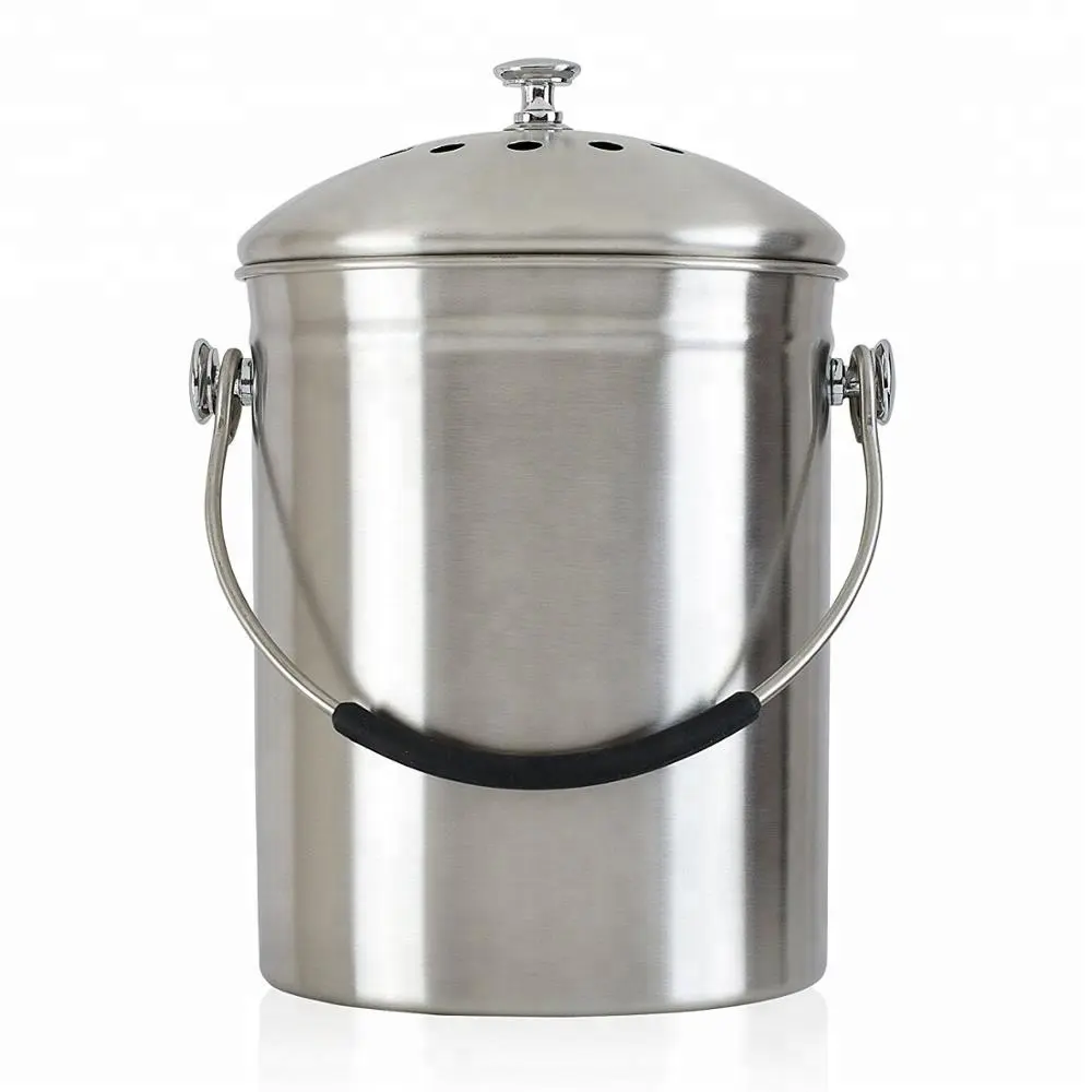 1.3 Gallon Stainless Steel Compost Pail Kitchen Garden Countertop Compost Bucket With Lid Compost Bin