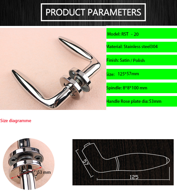 Polish 304 stainless steel high quality door handle