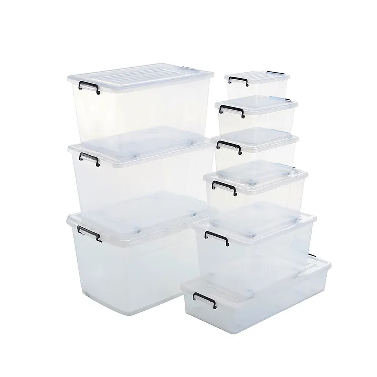 Plastic Storage Box Factory 5-130L Eco-Friendly Custom Printed Clear Plastic Storage Box