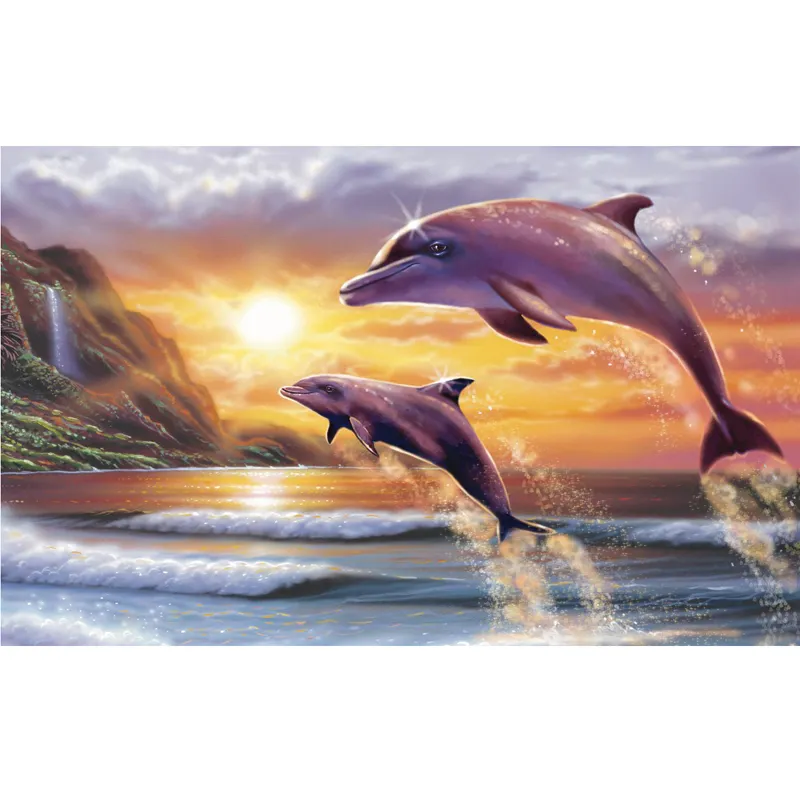 Diy diamante pintura cuadrado completo redondo 5d Animal pájaro bordado delfín imagen Rhinestone diamante mosaico decoración del hogar