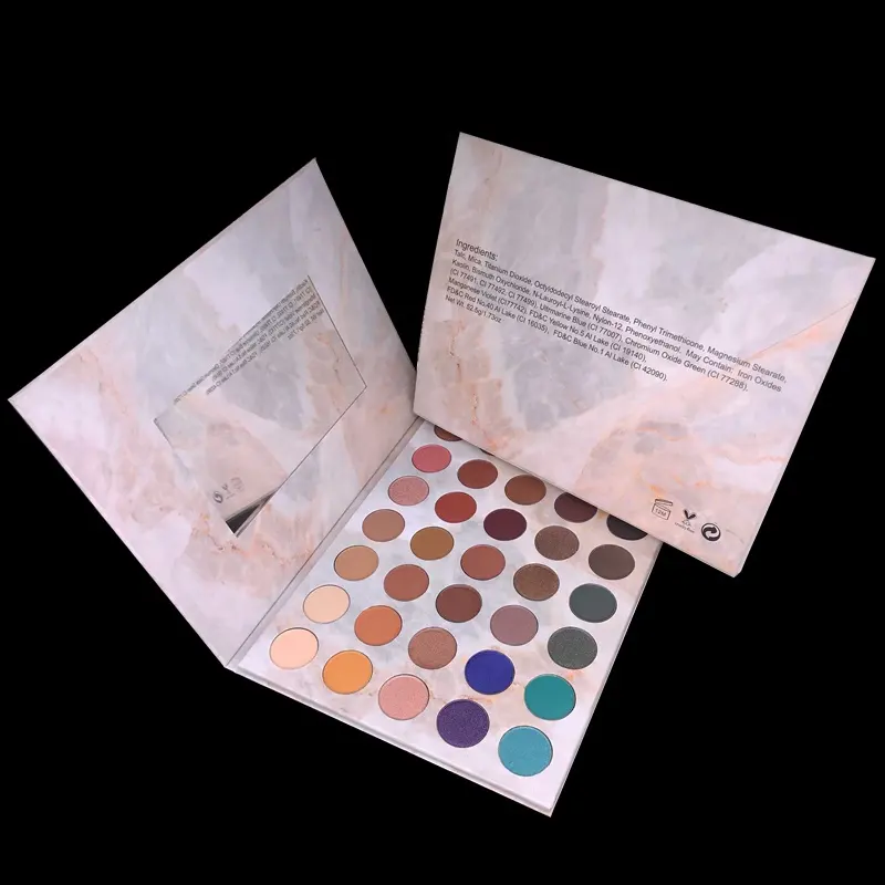 Sombra de ojos cosmética de alta calidad, etiqueta privada paleta de sombras de ojos de 35 colores sin marca