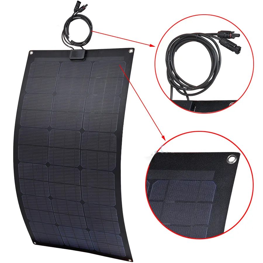 American Made Solar Panels Sunpower cell 50W ETFE Semi flexible solar panel
