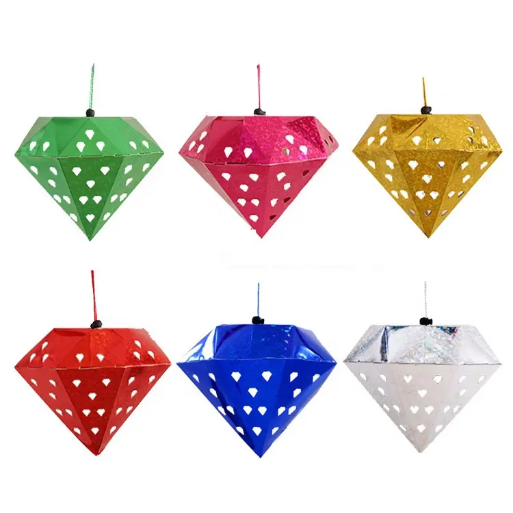 30センチメートルLaser Hole Hanging Diamond Shape Lamp Wedding Pendant Decoration Diamond Lantern