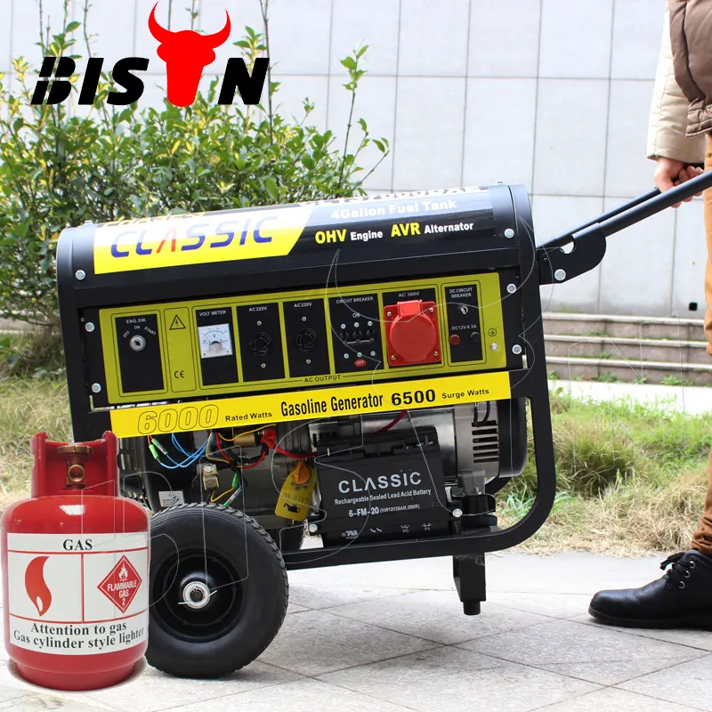 BISON(CHINA) BS6500J(H) 5KW 5KVA Experientes Fornecedor Rodada Quadro Fase Única Usina de Pequeno Porte