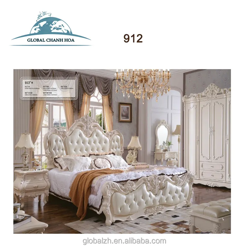 Meubles de chambre à coucher de style français, lit king size, classique, accessoire de maison