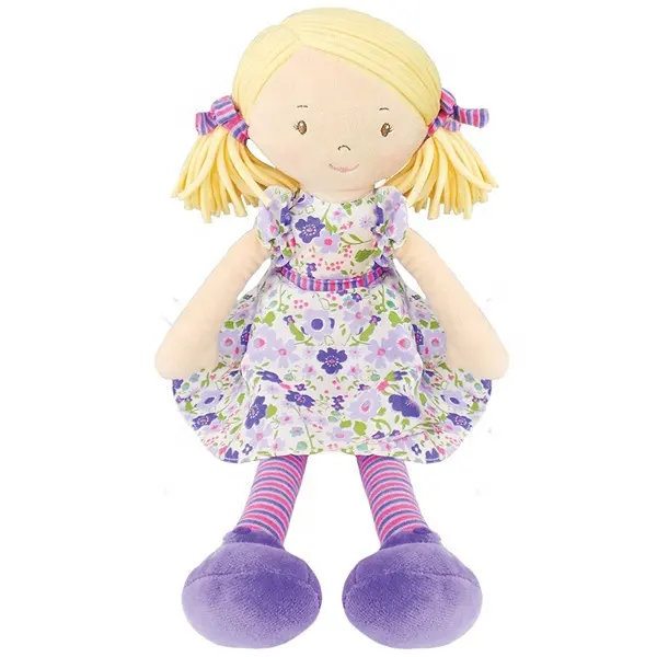 YIWU फैक्टरी कस्टम प्यारा भरवां आलीशान लड़की गुड़िया खिलौना 30/40CM सुंदर बैंगनी नरम चीर आलीशान चीर लड़की गुड़िया