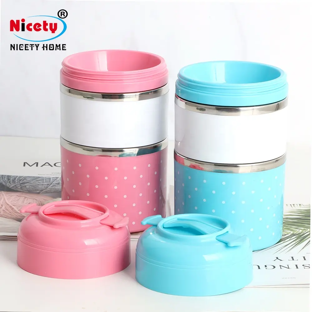 NIcety Venta caliente colorido extraíble 1/2/3 capas portátil olla tiffin caja de almuerzo con varios tapa para niñas niños