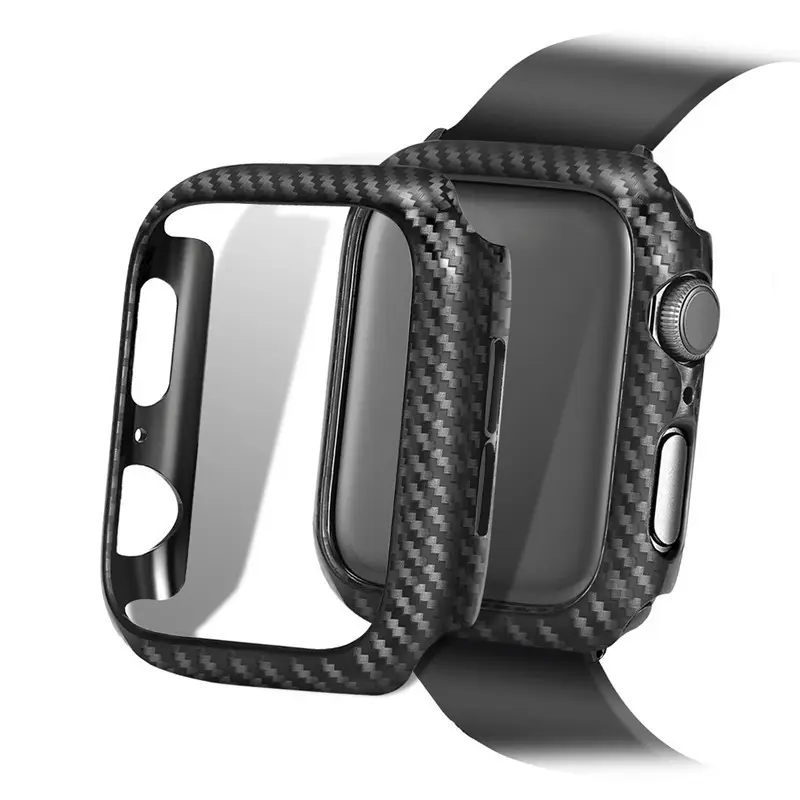 Funda de marco de fibra de carbono de alta calidad para reloj inteligente, parachoques para Apple Watch Series 38/40/41/42/44/45mm