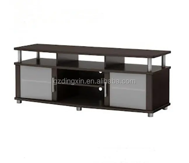 Plasma TV stand de madeira design moderno mobiliário mesa de vidro com prateleira de canto (DX-8705)