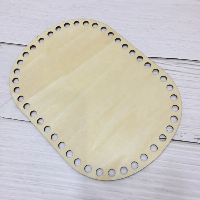 Corte láser madera fondo con agujero de madera contrachapada de ganchillo cesta manualidades DIY alimentación