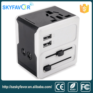 Europa cingapura malásia universal multi power viagens plug <span class=keywords><strong>adapter</strong></span> <span class=keywords><strong>com</strong></span> dual <span class=keywords><strong>usb</strong></span> porta carregador de viagem