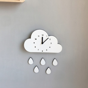 IG Trang Trí Phòng Trẻ Em Bắc Âu Trang Trí Hoạt Hình Mô Hình Đám Mây Nước Thả Im Lặng Đồng Hồ Treo Tường Bằng Gỗ - Product Image 6