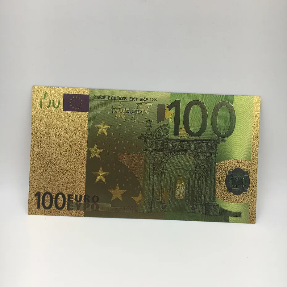 Presentes do patriotismo europeu, 999 banhado a ouro 100 euro, dinheiro para decoração de casa