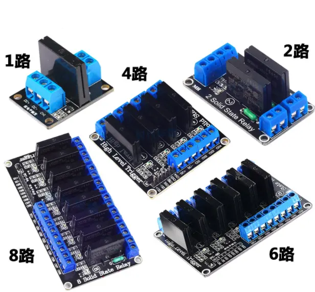 Relay Keadaan Padat, Modul 5V 1/2/4/6/8 Saluran 12V/24V Level Tinggi/Level Rendah 250V2A DC/AC