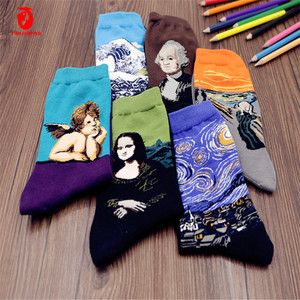 3d baskı sanat çorap kadın erkek tasarım ünlü boyama çorap Van Gogh Mona Lisa çorap - Product Image 3