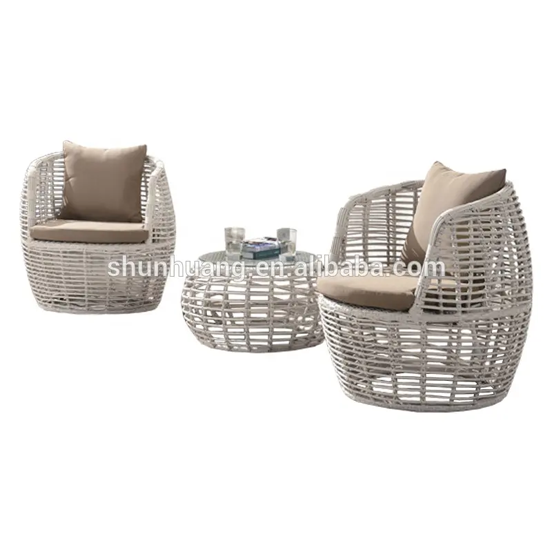 Beliebte Design-Gartenmöbel PE Rattan Ess-Sets Garten Korbs tuhl