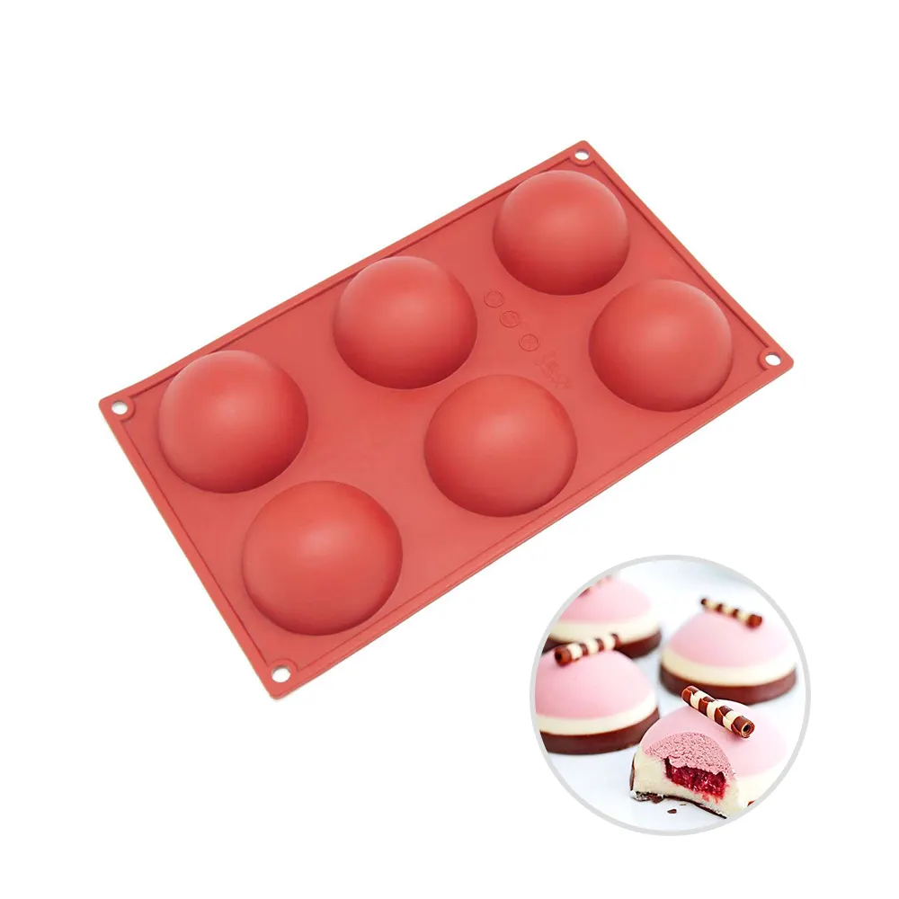 Nonstick 6-Cavity Semi Sphere Silicone Mold Dome Half Circle Silicone Cake Mold for Making Hot Chocolate Bomb