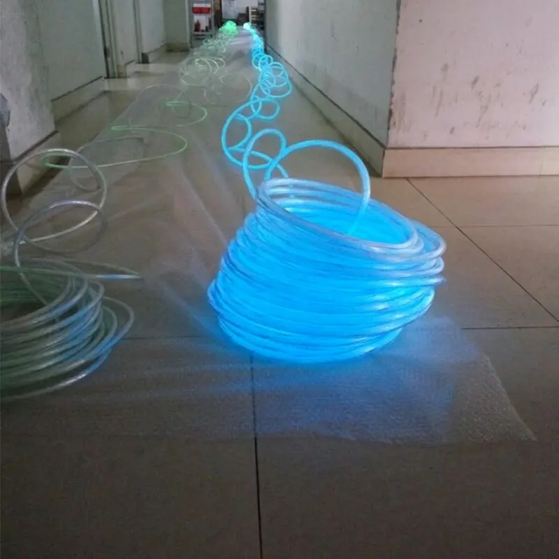 Nuevo artículo cena brillo trenzado de 6,0mm de lado de cable de fibra óptica de luz para la iluminación al aire libre de la decoración