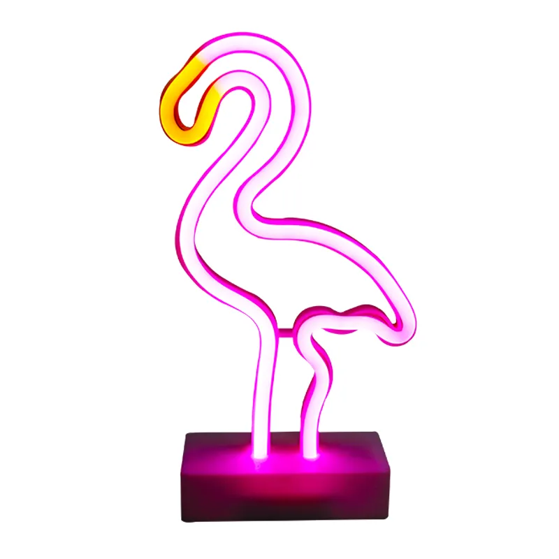 Dekorasi Kamar Tidur Lampu Neon Kustom Led Plastik Flamingo Merah Muda 3d Diy