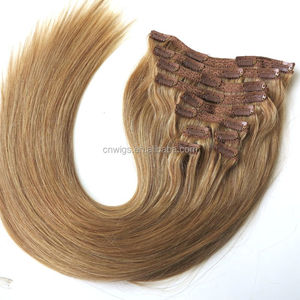 22&quot; 220g Butterscotch Honey Blonde <strong>All</strong> Colors Full Head Remy Cheap Double Drawn Clip in Hair Extensions for Short Hair