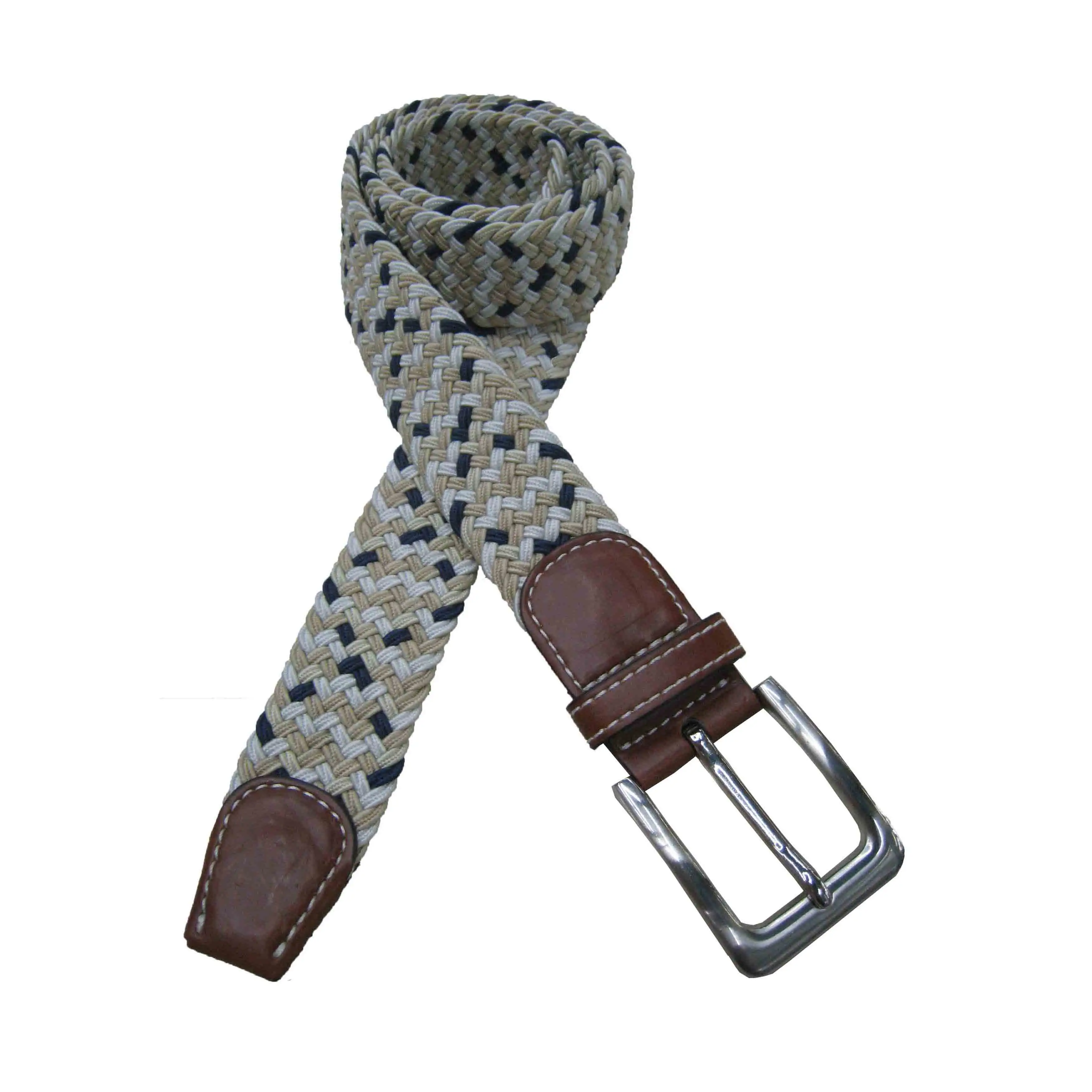 Ceinture tissée Ladys pour femme, accessoire de mode, de couleur beige, kaki et blanc, tressée, tendance