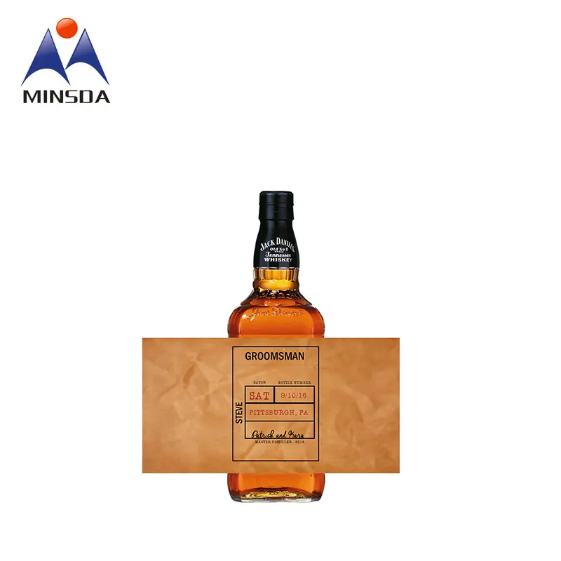 Minsda-etiquetas personalizadas de alta calidad para botella de vino y whisky, etiquetas de vino a todo Color