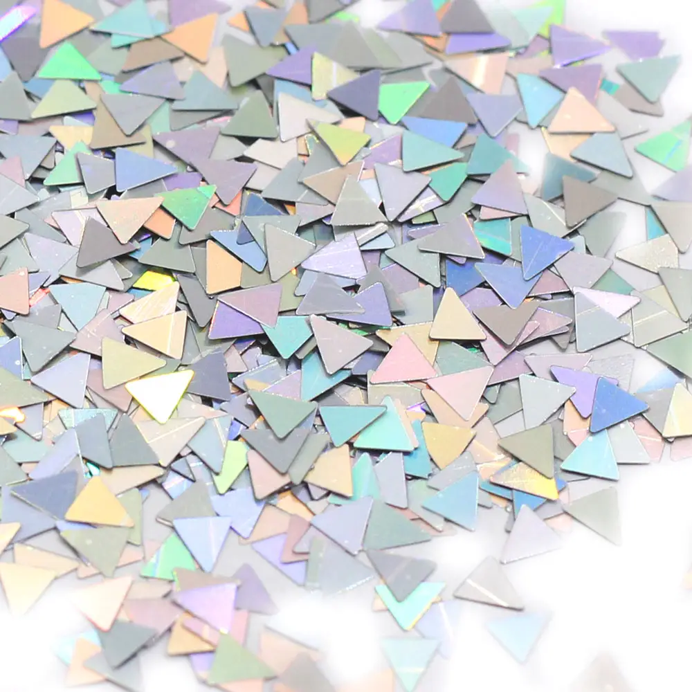 Cute Little玉虫色Triangular Sequin Geometry Shapes Glitter Confetti Slime Supplies 500グラムEach Plastic Bag