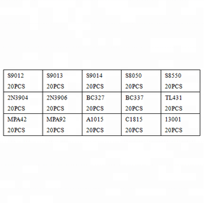 ชุดอุปกรณ์ทรานซิสเตอร์15Value S9012 S9013 S9014 S8050 S8550 2N3904 2N3906 BC327 BC337 TL431 MPA42 MPA92 A1015 C1815 13001 - Product Image 3