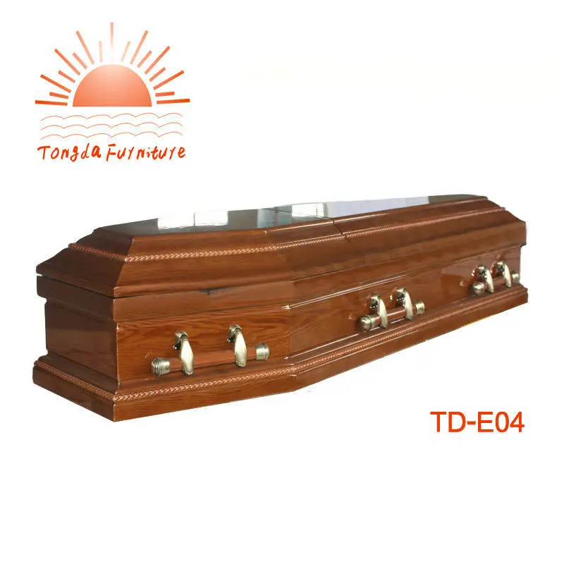 TD--E04 sortie D'usine merisier massif cercueil en bois avec poignées