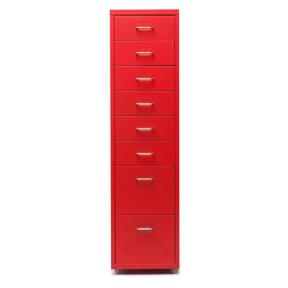 Armario de metal con 8 cajones, mueble de acero, color rojo, nuevo