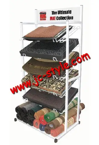 Supermercato metallo cuscino display stand per la promozione delle vendite/a rotazione tappeti scaffale espositore/retail display scaffale di negozio