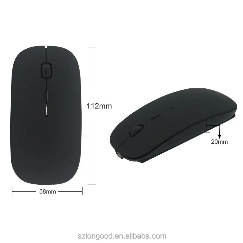 Mejor Slim logotipo personalizado 2,4 GHZ USB plana Pc ordenador portátil ratones inalámbrico recargable ratón