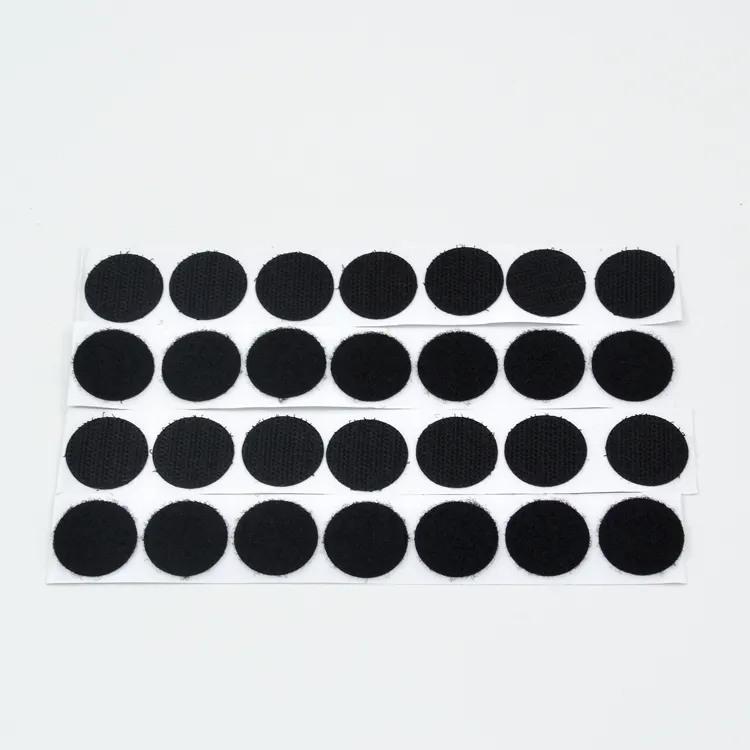 Transparent round squares adjustable printed heavy duty nylon self adhesive back dots circle tape logo rolls hook and loop dot