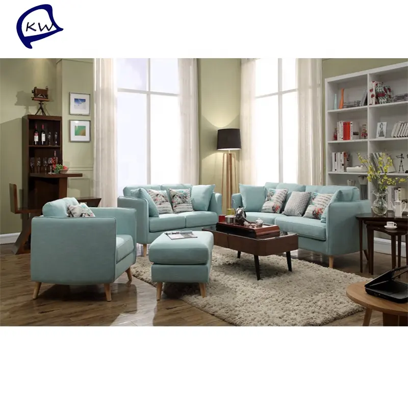 Mobiliário escandinavo, sala de estar, sofás de tecido seccional
