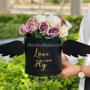 Luxury Printing Three-piece Suit Barrel <strong>Flower</strong> Paperboard Box with Angel <strong>wings</strong> for Rose <strong>Flowers</strong> - Product Image 3