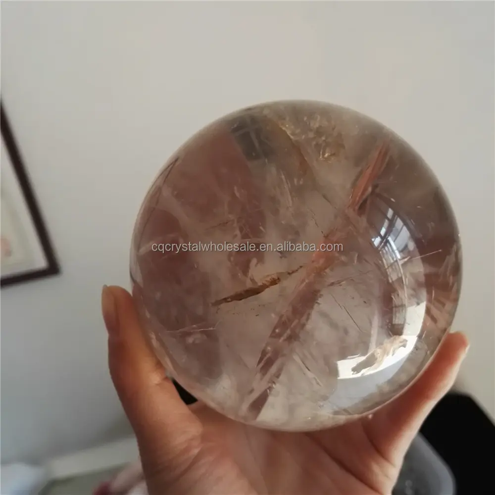 Natuurlijke gepolijst thee kleur rookkwarts stone crystal ball