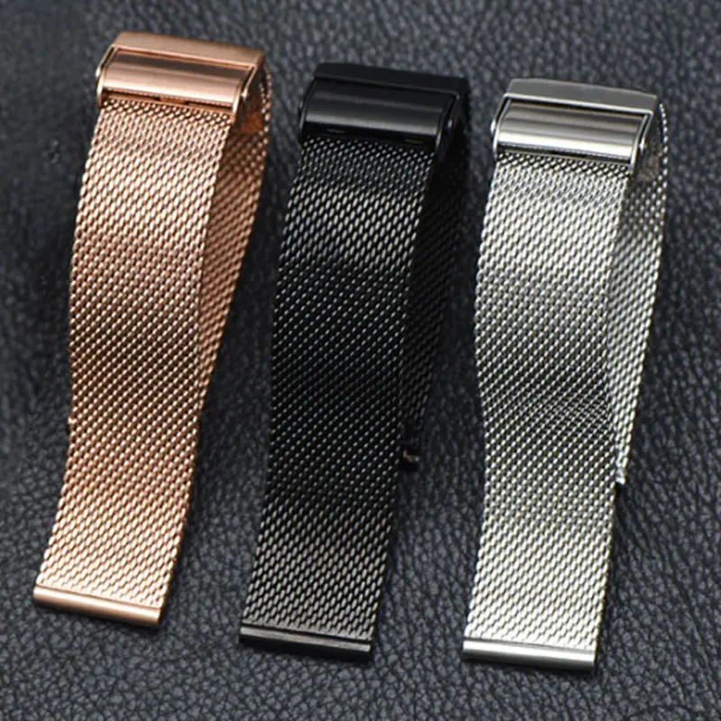 Pulseira de malha de aço inoxidável, 20mm 18mm logotipo gravado relógio, peça, pulseira