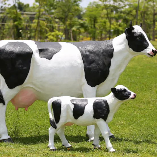 Statue de vache en résine fibre de verre, grande taille de vie artificielle, fabrication artisanale, décoration de parc, 10 cm