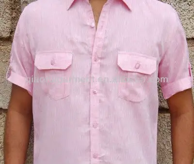 Chemise en lin avec deux poches pour homme, décontractée, mignonne