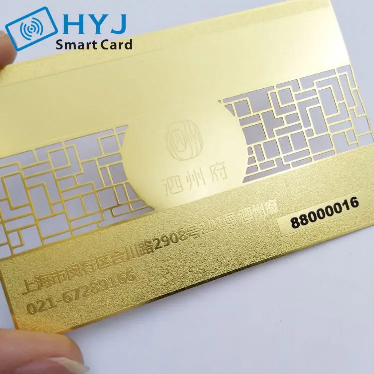 Custom metal card gold plating etched text metal business card printing