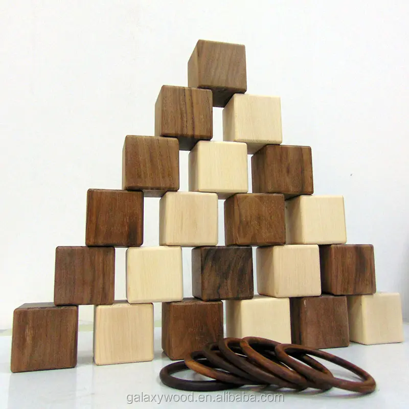 कस्टम प्राकृतिक wanlunt लकड़ी के ब्लॉक बच्चों के लिए खिलौना